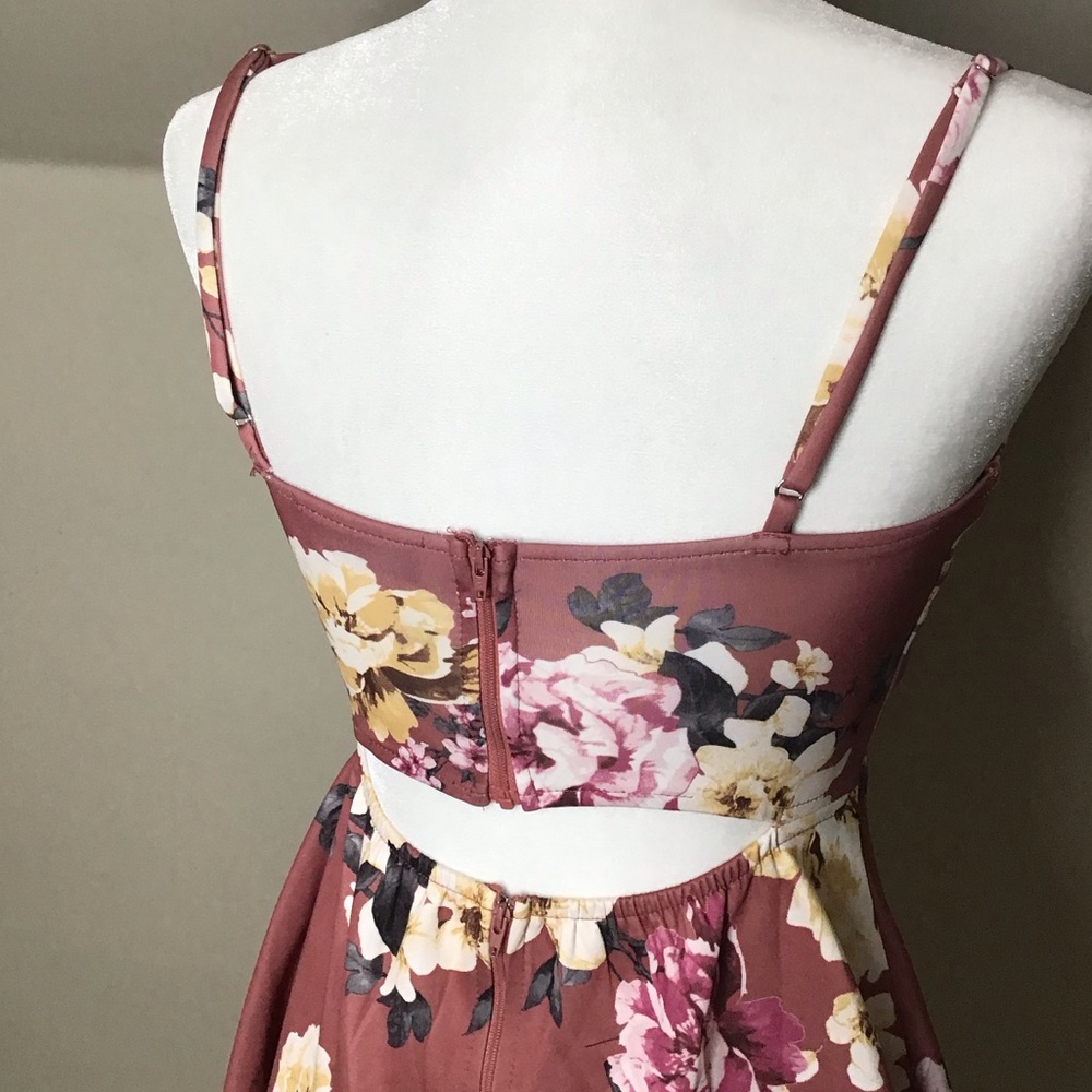 Trac Skater Dress Plunge Floral Sexy S - Picture 3 of 9